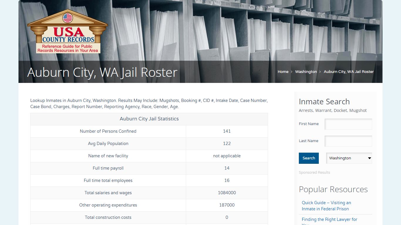 Auburn City, WA Jail Roster | Name Search